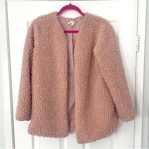 Band of Gypsies Pink Teddy Fuzzy Coat Sweater S Small Oversized